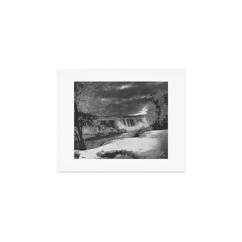 Niagara Falls, dark winter night after snowfall black and white photograph  by Alexander Henderson Art Print Gallery Image 1