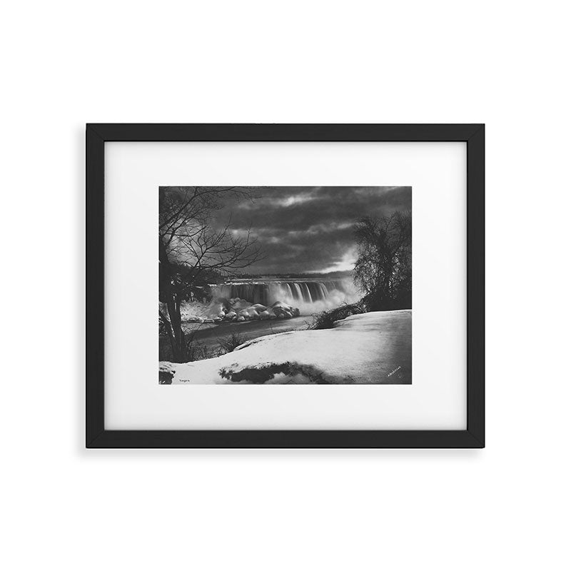 Niagara Falls, dark winter night after snowfall black and white photograph  by Alexander Henderson Framed Art Print Gallery Image 5