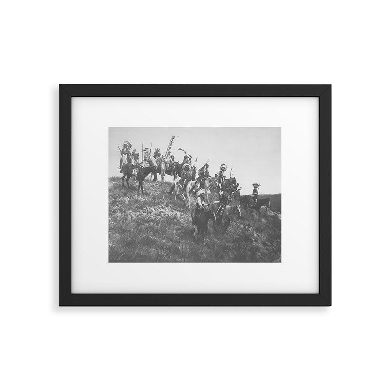 Oglala War Party Native American Oglala tribe in full headdress black and white photograph Framed Art Print Gallery Image 5