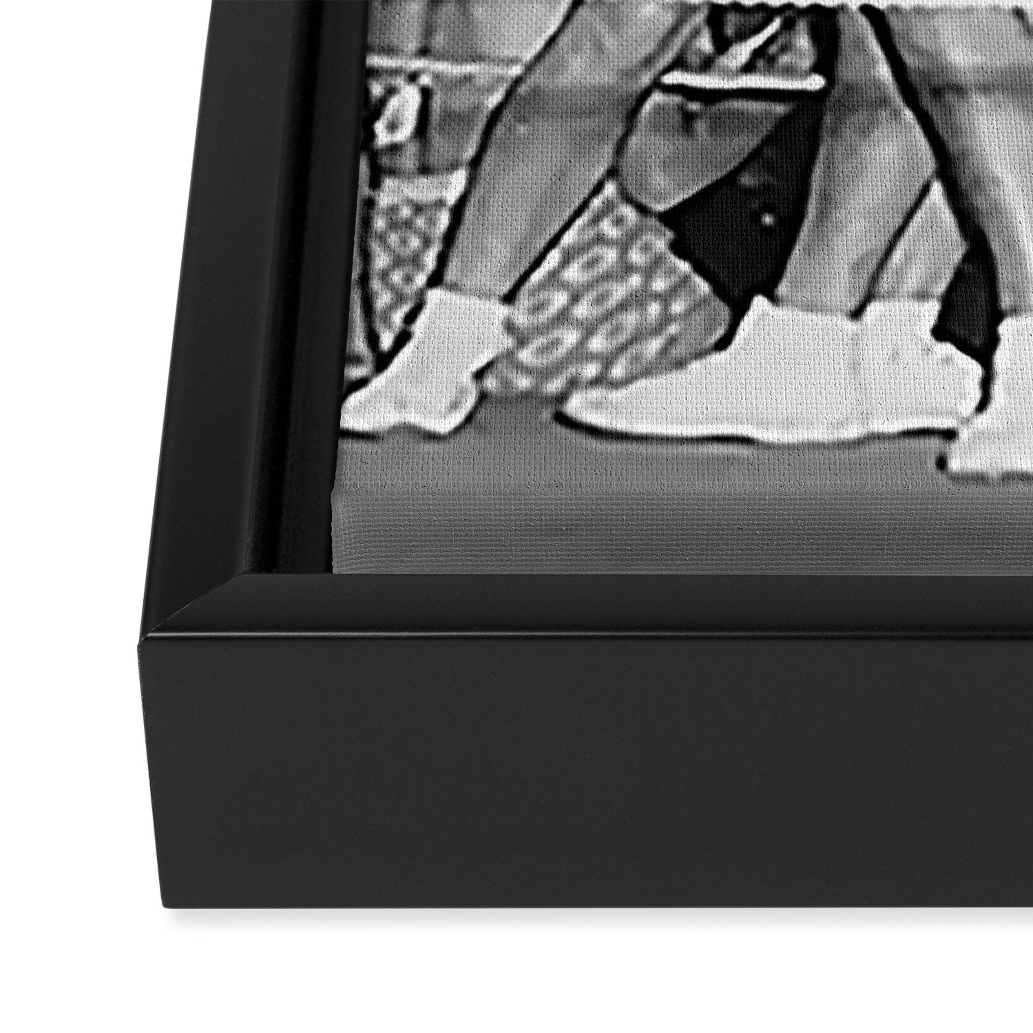 Oh, no she didn't! female boxer knocking out other female boxer vintage sports black and white photograph - photography - photographs Framed Canvas Print Gallery Image 3