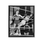 Oh, no she didn't! female boxer knocking out other female boxer vintage sports black and white photograph - photography - photographs Framed Canvas Print Gallery Image 8