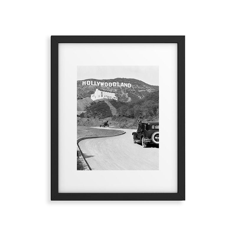 Old Hollywood sign Hollywoodland black and white photograph Framed Art Print Gallery Image 4