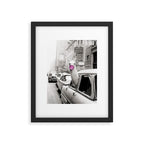Perfect Pink Bubble Gum Llama taking a New York Taxi black and white photograph Framed Art Print Gallery Image 6