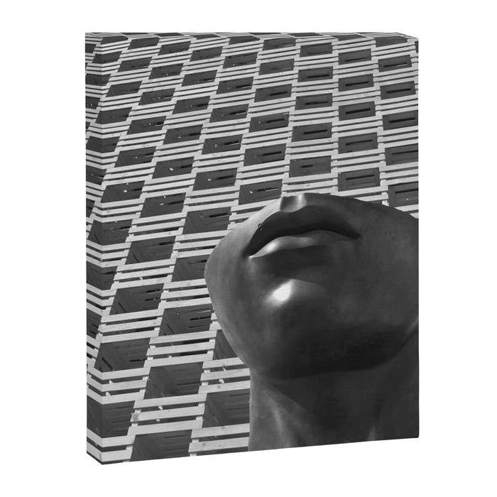 Pieces of You, Stark Modern Architecture and Male Sculpture black and white art photography Canvas Print Gallery Image 1