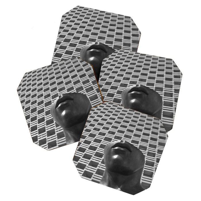 Pieces of You, Stark Modern Architecture and Male Sculpture black and white art photography Coaster Gallery Image 1