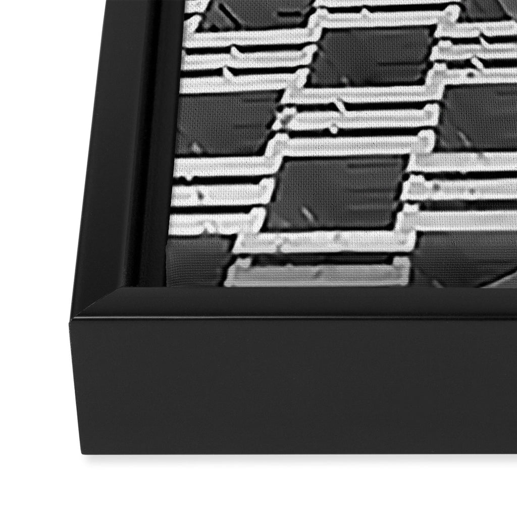 Pieces of You, Stark Modern Architecture and Male Sculpture black and white art photography Framed Canvas Print Gallery Image 3