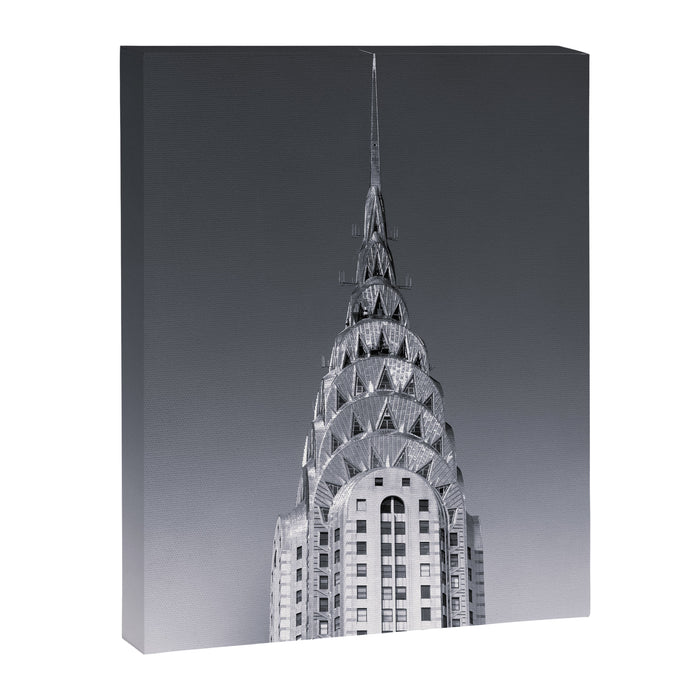 Pinnacle skyscraper sphere, New York, New York architectural black and white photograph Canvas Print Gallery Image 1