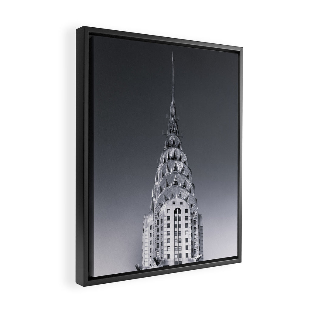 Pinnacle skyscraper sphere, New York, New York architectural black and white photograph Framed Canvas Print Gallery Image 2