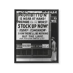 Prohibition restaurant advertising liquor and beer warning customers to stock up now on liquor and beer before prohibition goes into affect black and white illustration photograph - photography - photographs ad Framed Canvas Print Gallery Image 8