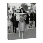 Roaring Twenties French Flapper Girl Reading Newspaper on the Street, Paris female portrait black and white photography - photographs Canvas Print Gallery Image 3