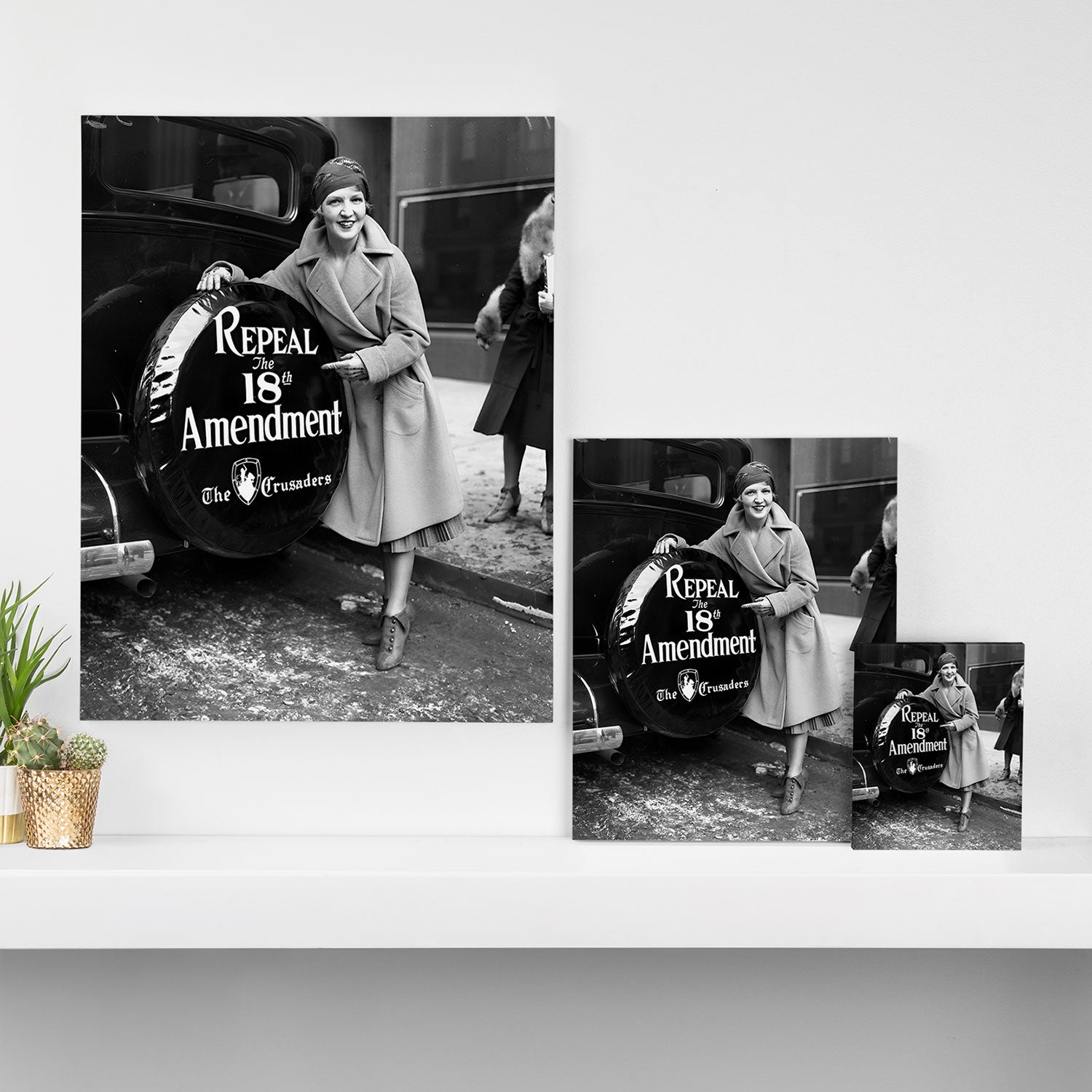 Roaring twenties repeal alcoholic prohibition volstad 18th amendment act flapper protest black and white vintage photograph - photography - photographs Canvas Print Gallery Image 3