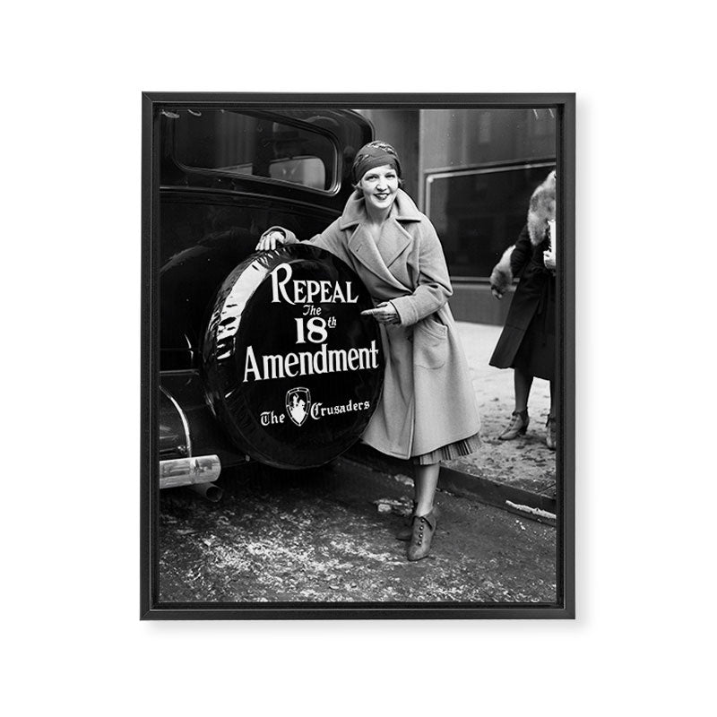Roaring twenties repeal alcoholic prohibition volstad 18th amendment act flapper protest black and white vintage photograph - photography - photographs Framed Canvas Print Gallery Image 8