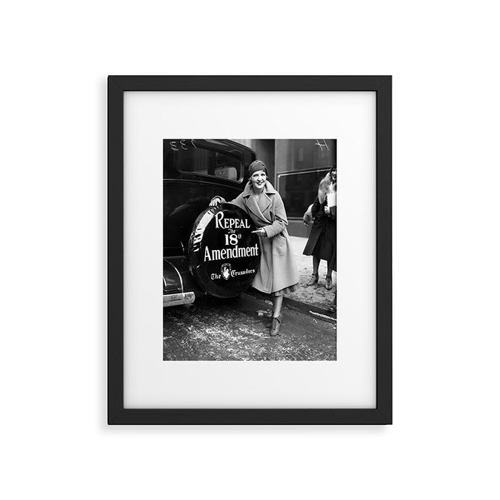 Roaring twenties repeal alcoholic prohibition volstad 18th amendment act flapper protest black and white vintage photograph - photography - photographs Framed Art Print Gallery Image 1