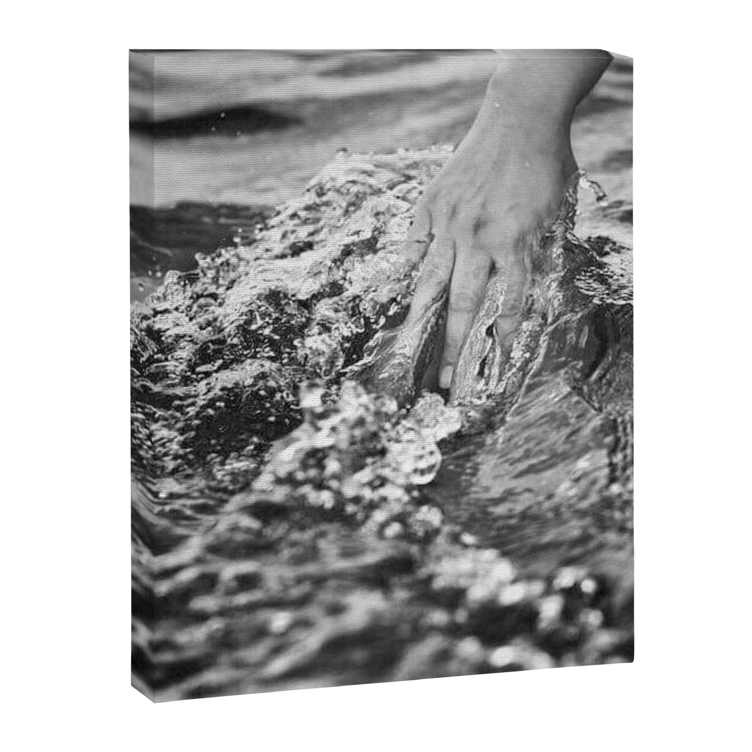 Running hand through the water, under the blue again black and white photograph / art photography Canvas Print Gallery Image 6