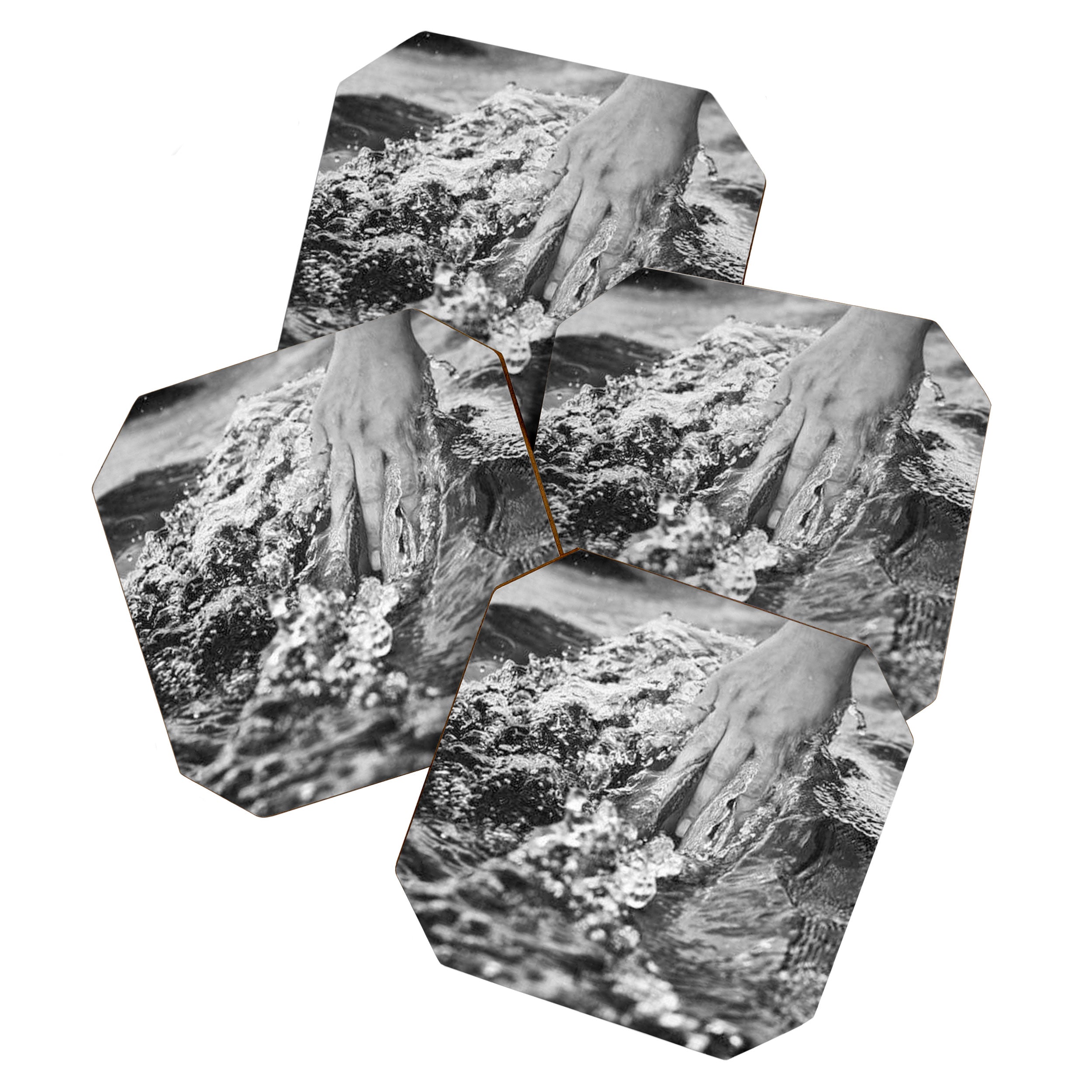 Running hand through the water, under the blue again black and white photograph / art photography Coaster Gallery Image 1