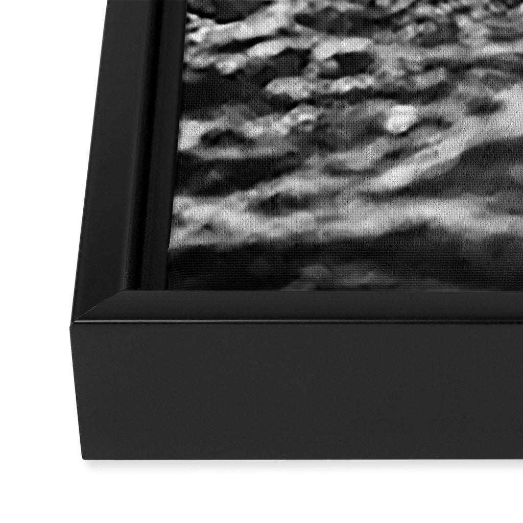 Running hand through the water, under the blue again black and white photograph / art photography Framed Canvas Print Gallery Image 3