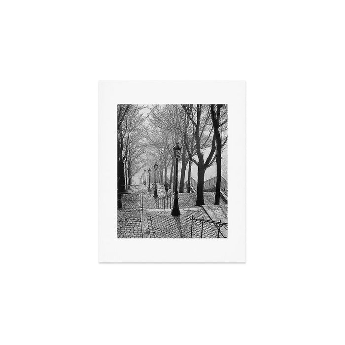 Sacre Coeur, Montmartre, Paris, France Stairs black and white photograph / black and white photography Art Print Gallery Image 1