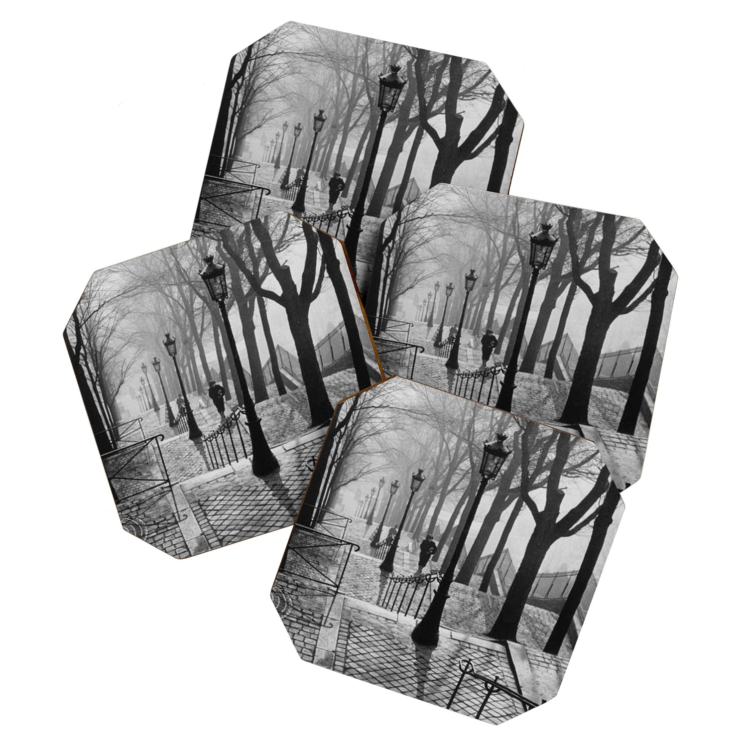 Sacre Coeur, Montmartre, Paris, France Stairs black and white photograph / black and white photography Coaster Gallery Image 1
