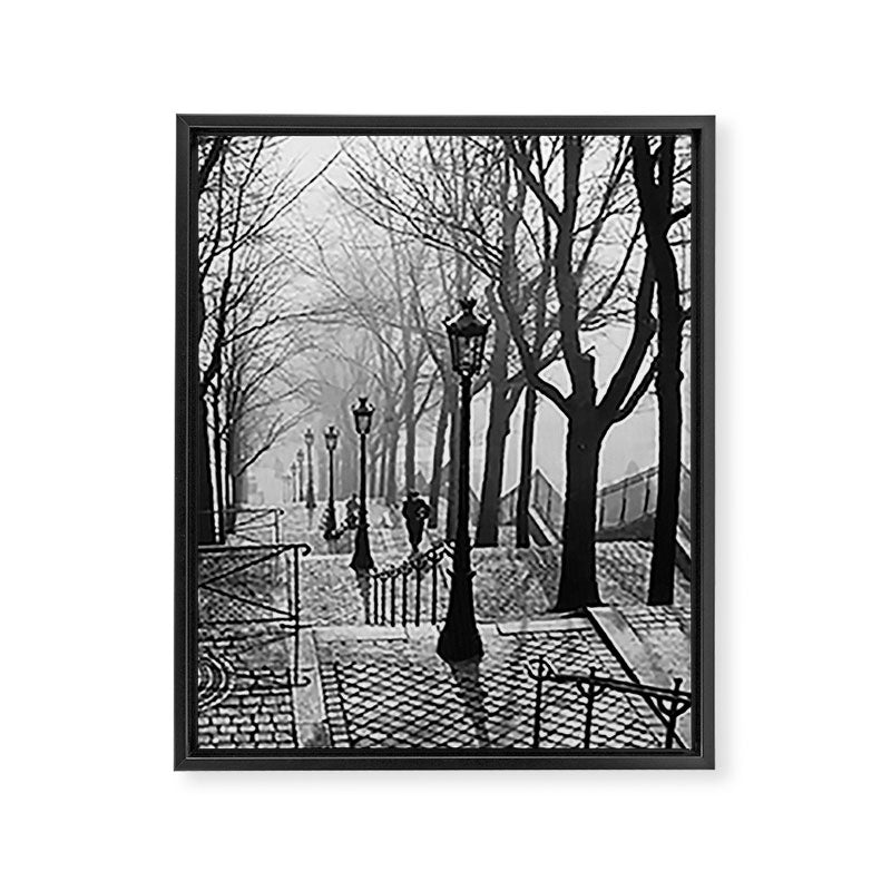 Sacre Coeur, Montmartre, Paris, France Stairs black and white photograph / black and white photography Framed Canvas Print Gallery Image 8