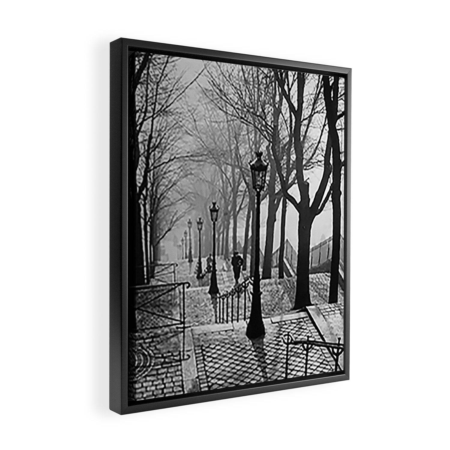 Sacre Coeur, Montmartre, Paris, France Stairs black and white photograph / black and white photography Framed Canvas Print Gallery Image 2