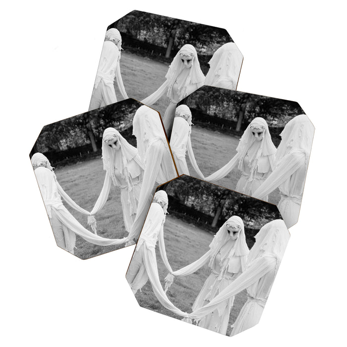 Salem witches, seance gathering of the witch black and white photograph Coaster Gallery Image 1