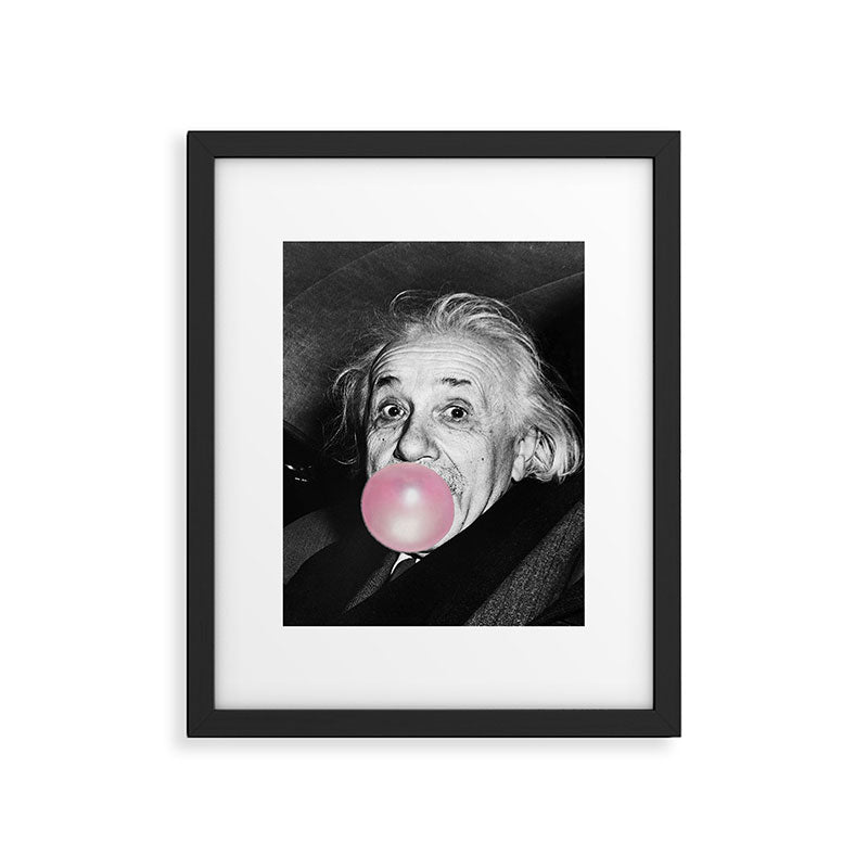 Satirical Bubble Gum Albert Einstein humour photography photograph blowing bubble gum bubble poster Framed Art Print Gallery Image 6