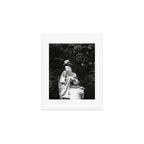 Seated Geisha with mask black and white vintage garden photograph still life by Arnold Genthe Art Print Gallery Image 1