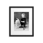 Smoking Boy with Chicken black and white photograph - photography - photographs Framed Art Print Gallery Image 6
