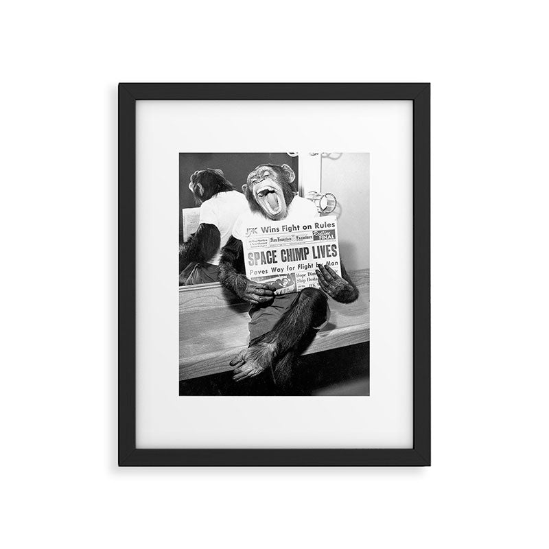 Space Chimp Lives - NASA Moon Flight black and white photograph Framed Art Print Gallery Image 4