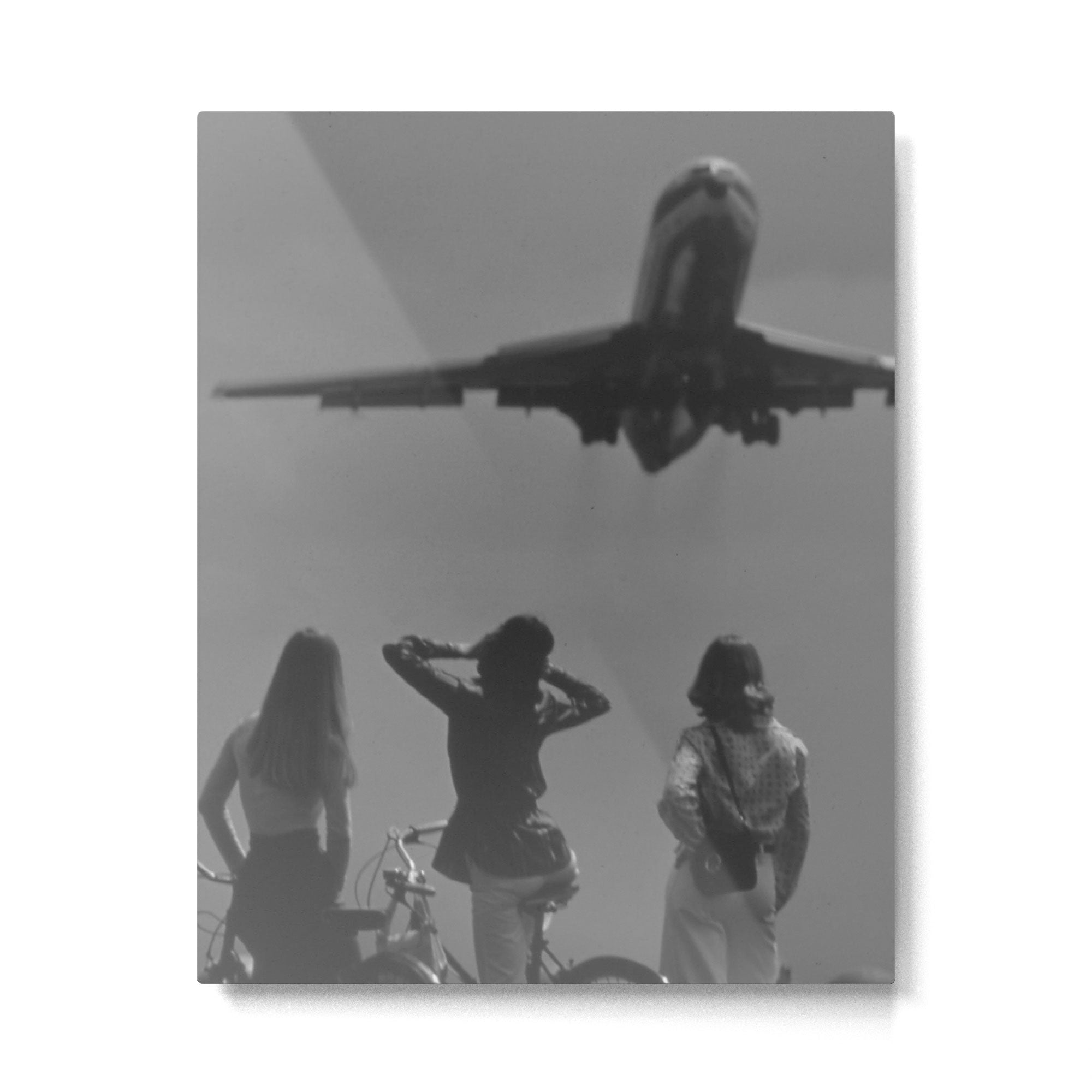 Steady As She Goes 31 aircraft coming in for a landing black and white photography- photographs Metal Print Gallery Image 4