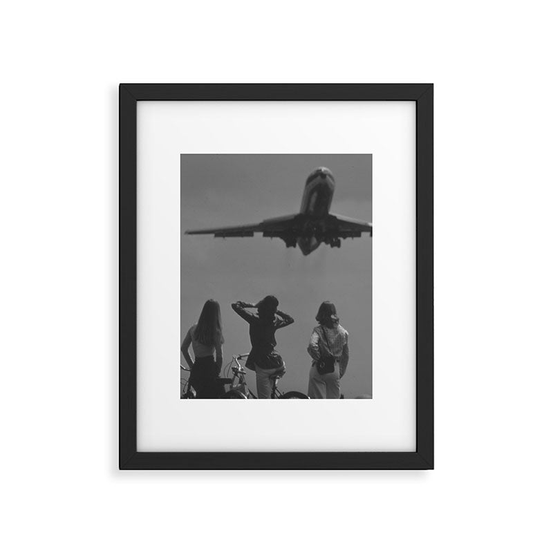 Steady As She Goes 31 aircraft coming in for a landing black and white photography- photographs Framed Art Print Gallery Image 5