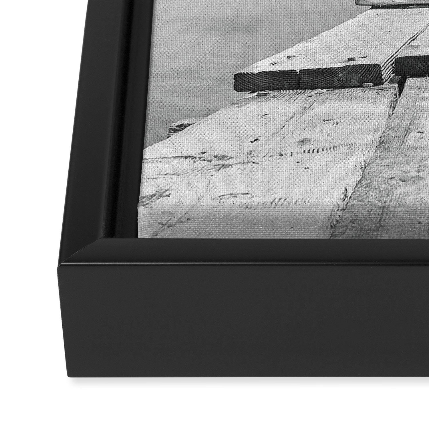 Steady As She Goes; aircraft coming in for an island landing black and white photography- photographs Framed Canvas Print Gallery Image 3
