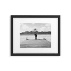 Steady as she goes girl in bikini on a dock with plane landing black and white photograph Framed Art Print Gallery Image 6