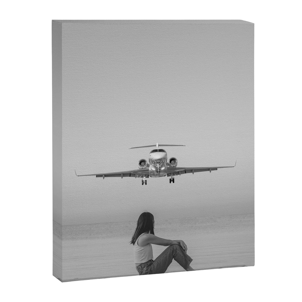 Steady As She Goes IV; aircraft coming in for an island landing black and white photography photographs photograph Canvas Print Gallery Image 6