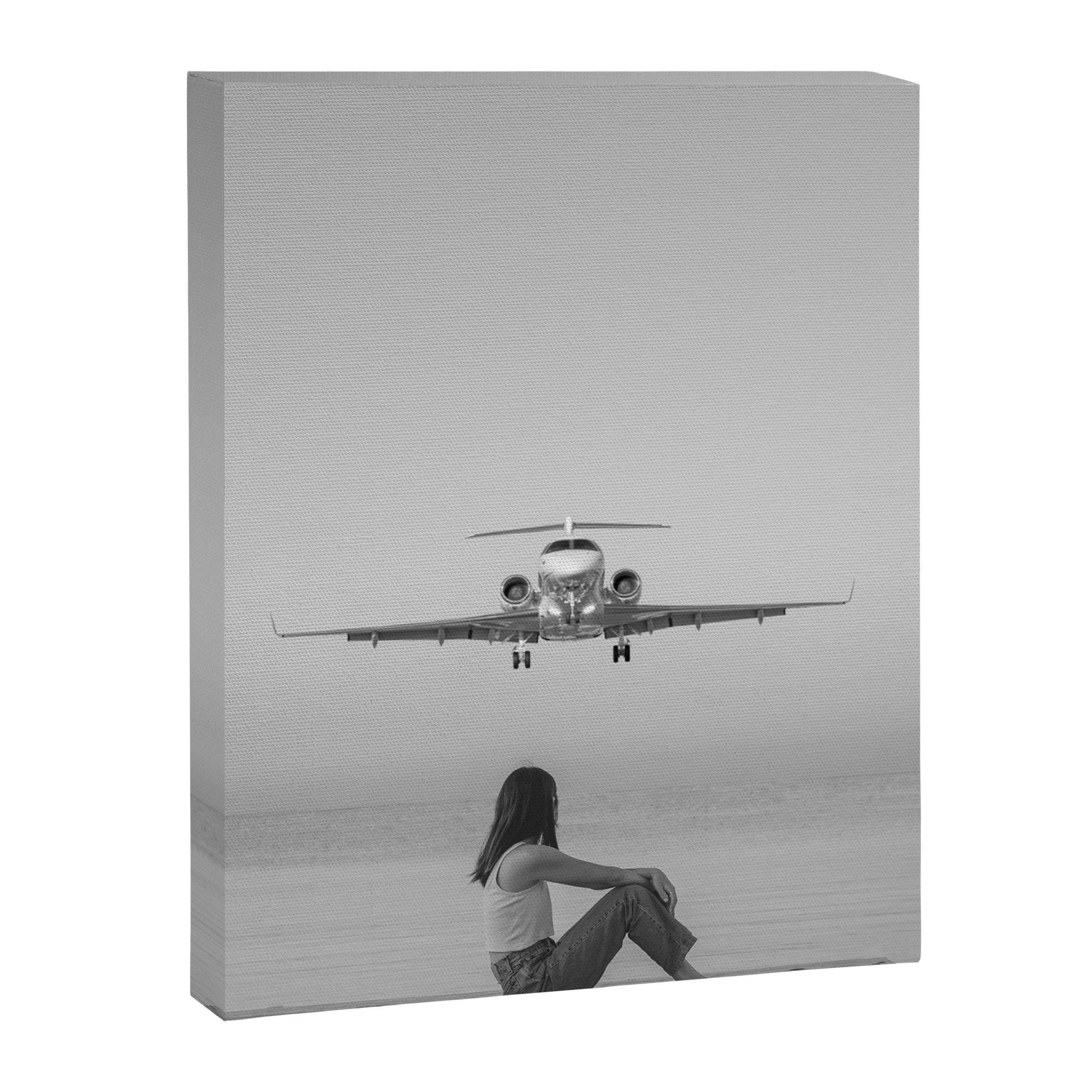 Steady As She Goes IV; aircraft coming in for an island landing black and white photography photographs photograph Canvas Print Gallery Image 6
