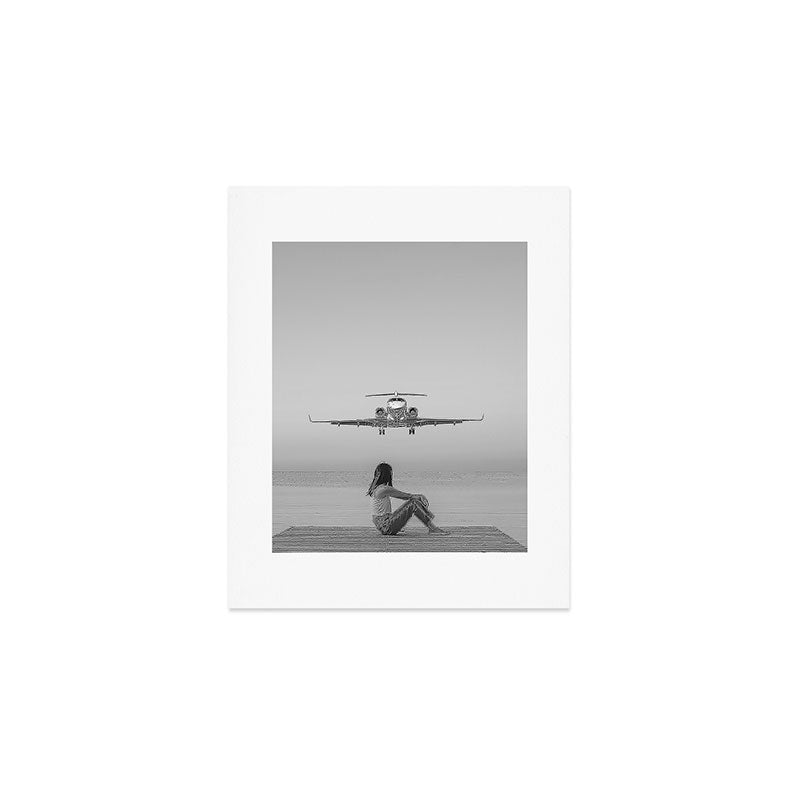Steady As She Goes IV; aircraft coming in for an island landing black and white photography photographs photograph Art Print Gallery Image 1