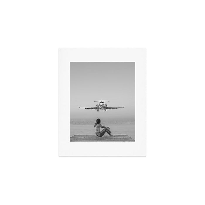 Steady As She Goes IV; aircraft coming in for an island landing black and white photography photographs photograph Art Print Gallery Image 1