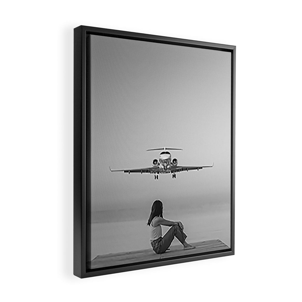 Steady As She Goes IV; aircraft coming in for an island landing black and white photography photographs photograph Framed Canvas Print Gallery Image 2