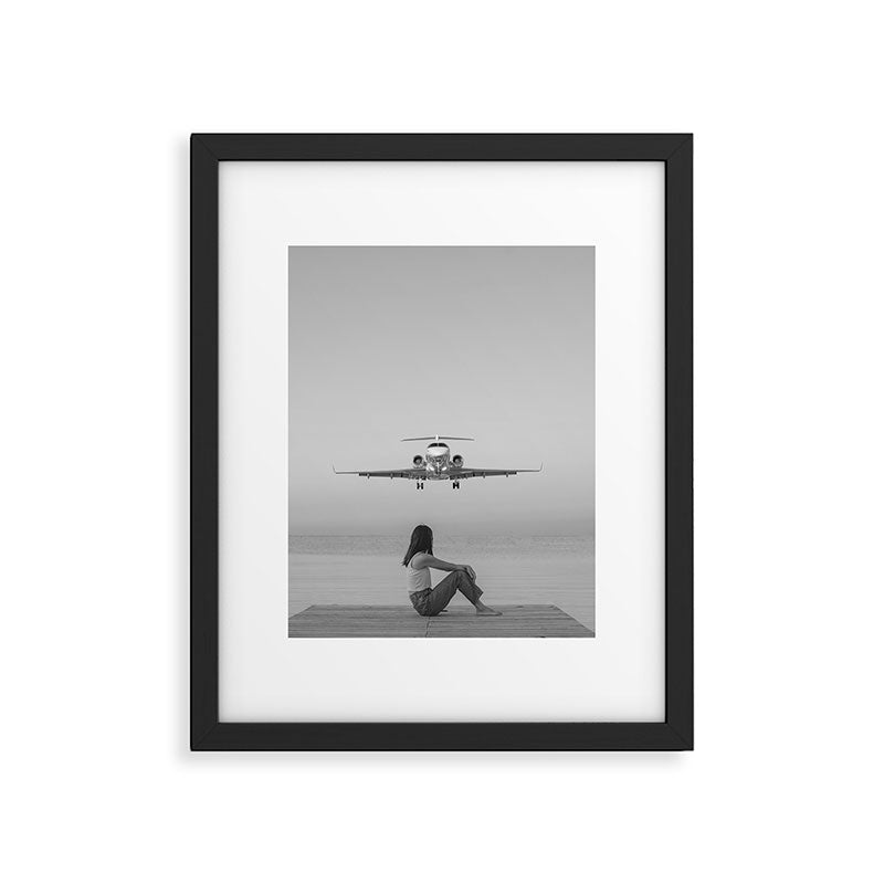 Steady As She Goes IV; aircraft coming in for an island landing black and white photography photographs photograph Framed Art Print Gallery Image 5