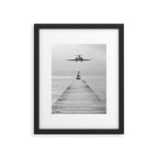Steady As She Goes 6; aircraft coming in for an island landing female in bikini black and white photography - photographs - photograph Framed Art Print Gallery Image 5