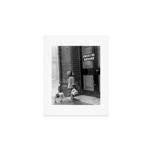 'Strictly No Elephants' Vintage Humorous Child Verses The World Black And White Photograph / Black And White Photography Art Print Gallery Image 1