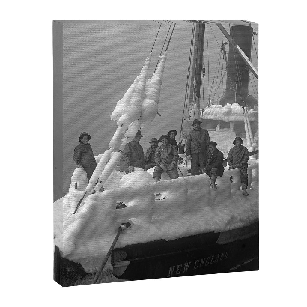 The fishing boat "New England" frozen in ice, winter, British Columbia, 1916 black and white vintage photograph by Leonard Frank Canvas Print Gallery Image 8