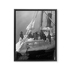 The fishing boat "New England" frozen in ice, winter, British Columbia, 1916 black and white vintage photograph by Leonard Frank Framed Canvas Print Gallery Image 8
