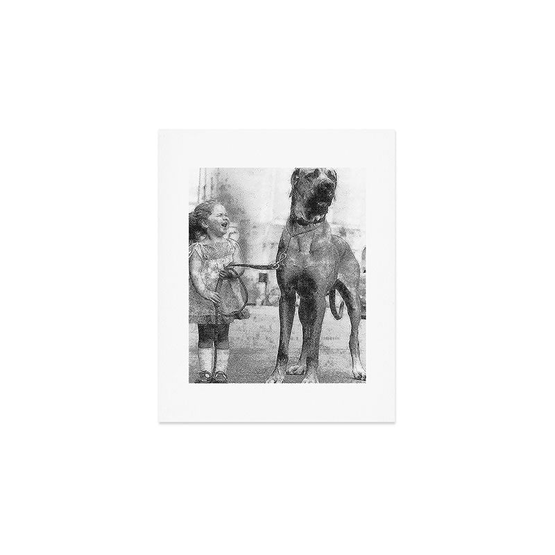 The Happiness of Little Girls and Great Danes black and white photograph Art Print Gallery Image 1