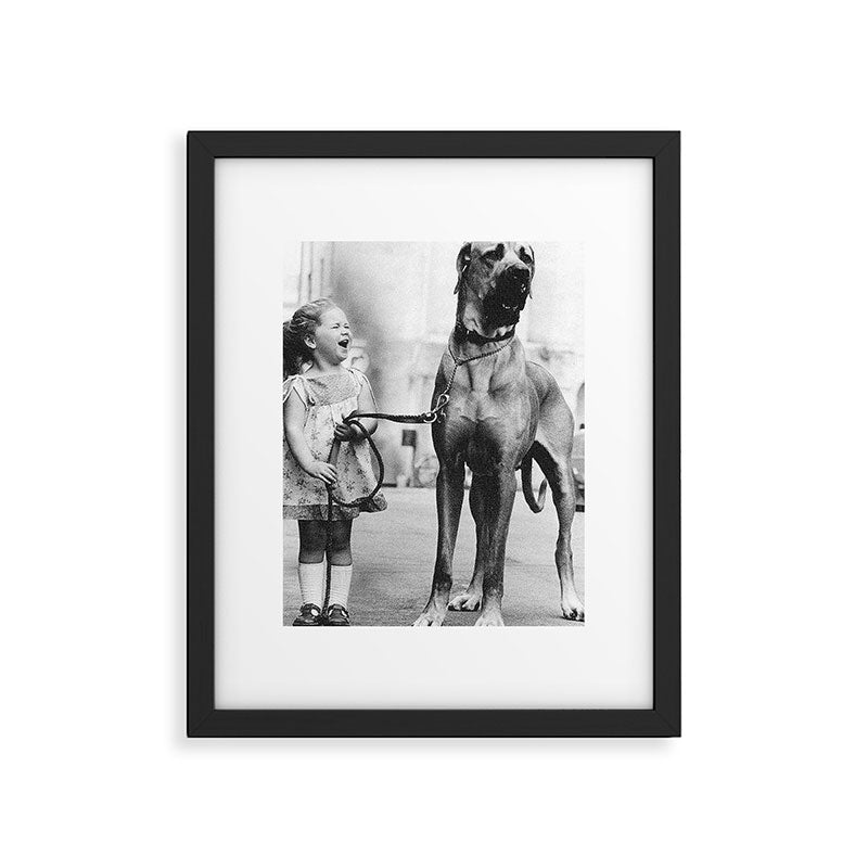 The Happiness of Little Girls and Great Danes black and white photograph Framed Art Print Gallery Image 6