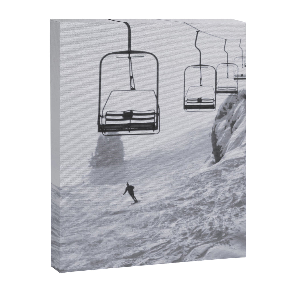 All the Lifts at Aspen Are Chairlifts. This One Is Going Up 11,800 Feet on Aspen Highlands Mountain, Highest Ski Area at Aspen, Colorado black and white photograph Canvas Print Gallery Image 6