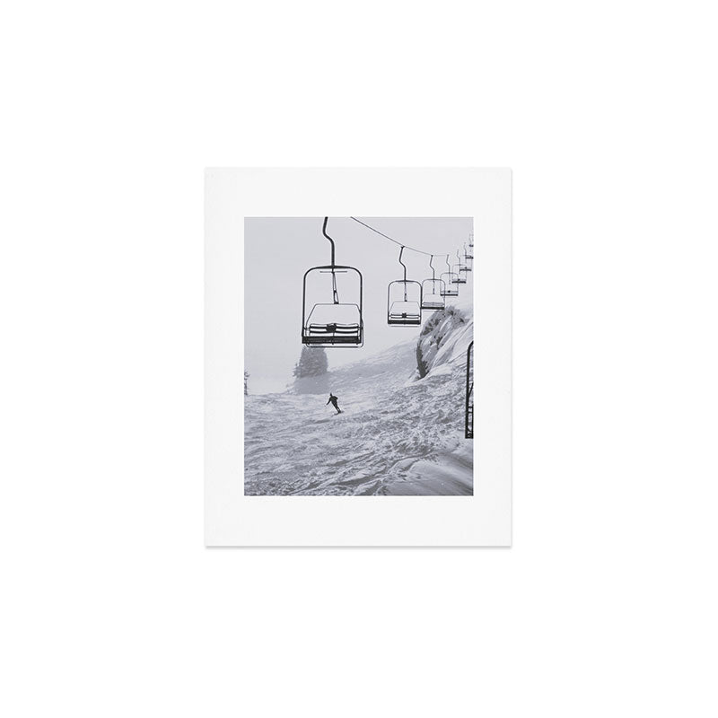All the Lifts at Aspen Are Chairlifts. This One Is Going Up 11,800 Feet on Aspen Highlands Mountain, Highest Ski Area at Aspen, Colorado black and white photograph Art Print Gallery Image 1