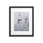 All the Lifts at Aspen Are Chairlifts. This One Is Going Up 11,800 Feet on Aspen Highlands Mountain, Highest Ski Area at Aspen, Colorado black and white photograph Framed Art Print Gallery Image 5
