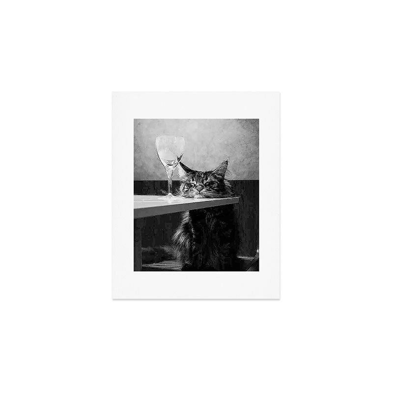 The Nightwatch Cat at the Absinthe bar black and white photograph / art photography Art Print Gallery Image 1
