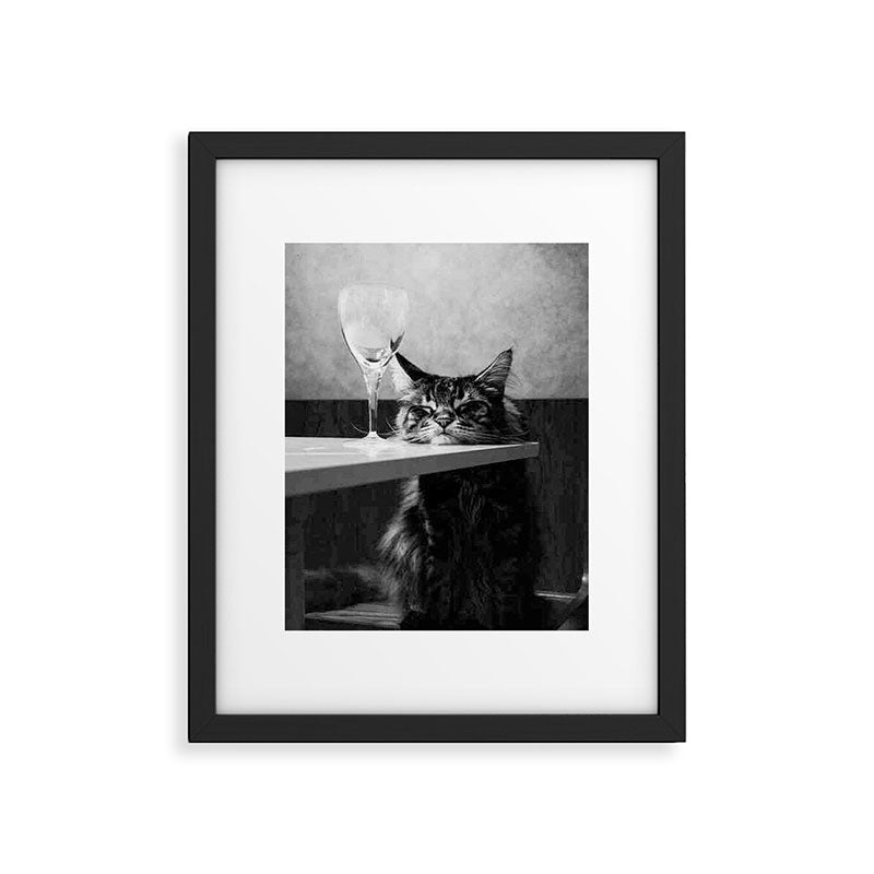 The Nightwatch Cat at the Absinthe bar black and white photograph / art photography Framed Art Print Gallery Image 4